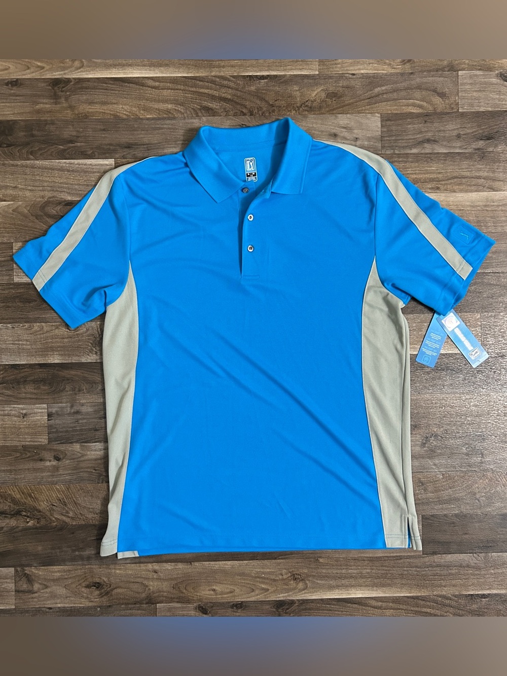 PGA TOUR Polo Shirt XL Blue Gray Performance Golf Polo NWT Moisture Wicking